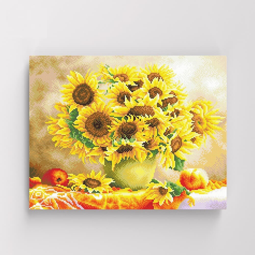 아이러브페인팅 DIY캔버스형 보석십자수 40x50cm 해바라기 베이스