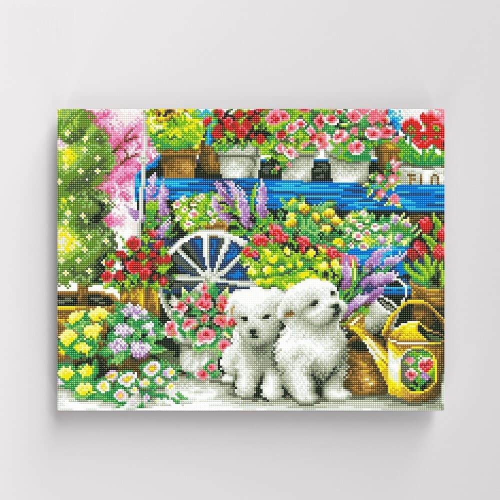 DIY캔버스형 보석십자수 40x50cm 꽃수레와 강아지 가격 비교 아이러브페인팅 DIY캔버스형 보석십자수 40x50cm 꽃수레와 강아지