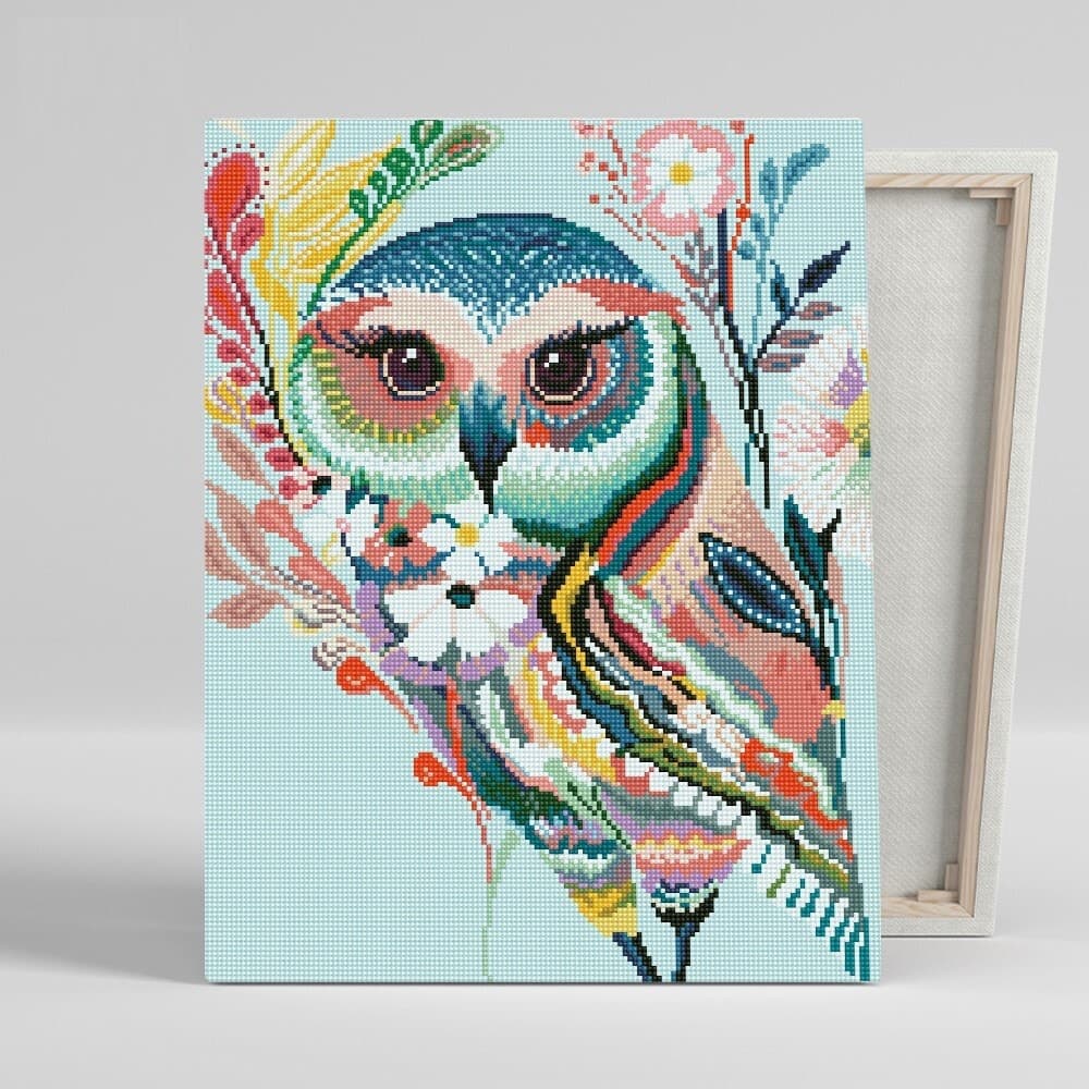 아이러브페인팅 DIY캔버스형 보석십자수 40x50cm 무지개부엉이