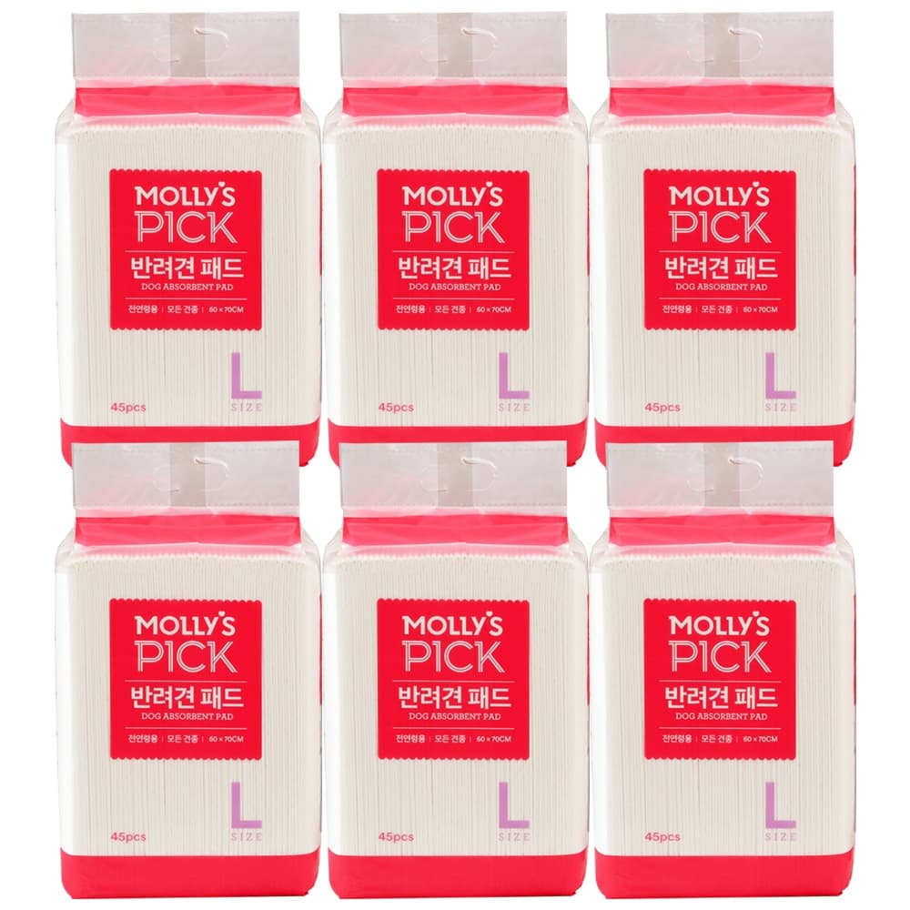 몰리스 반려견 패드 L 45매 x 6개 묶음