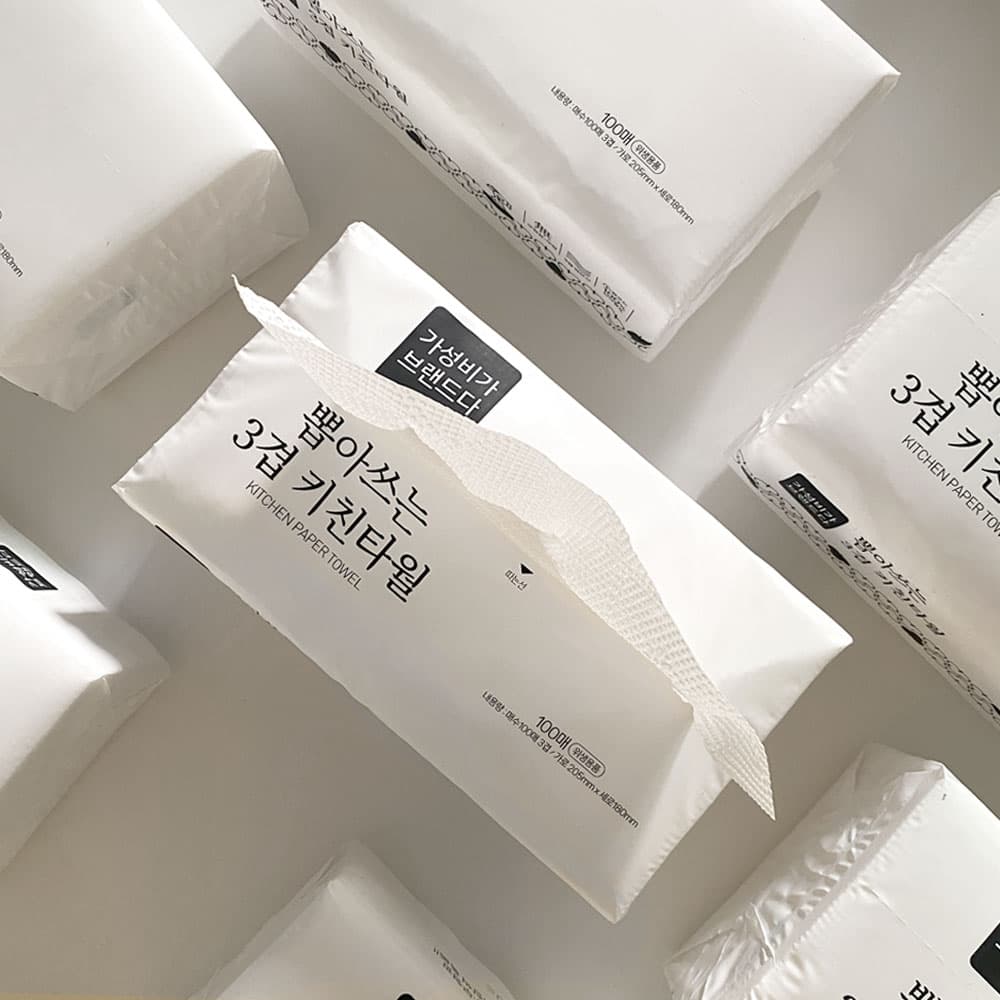 가성비가 브랜드다 가성비가브랜드다 천연펄프 3겹 뽑아쓰는 키친타올 100매 9팩