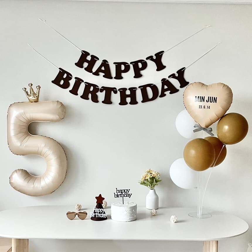 연지마켓 생일가랜드 생일 파티 용품 세트 숫자 하트 풍선 (자유레터링)
