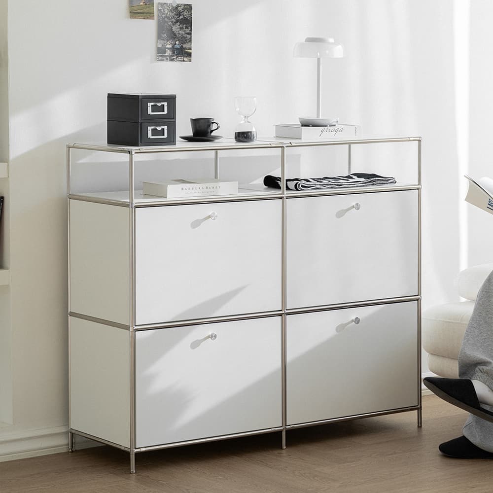 상일리베가구 메스토 미드센추리 모듈 철제 선반 협탁 수납장 플립도어형 600/1200 - 최저가 127,880원