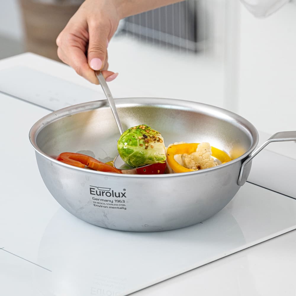 로메이키친 유로룩스 316스텐 궁중팬 22cm 통5중 후라이팬 무연마제 프라이팬