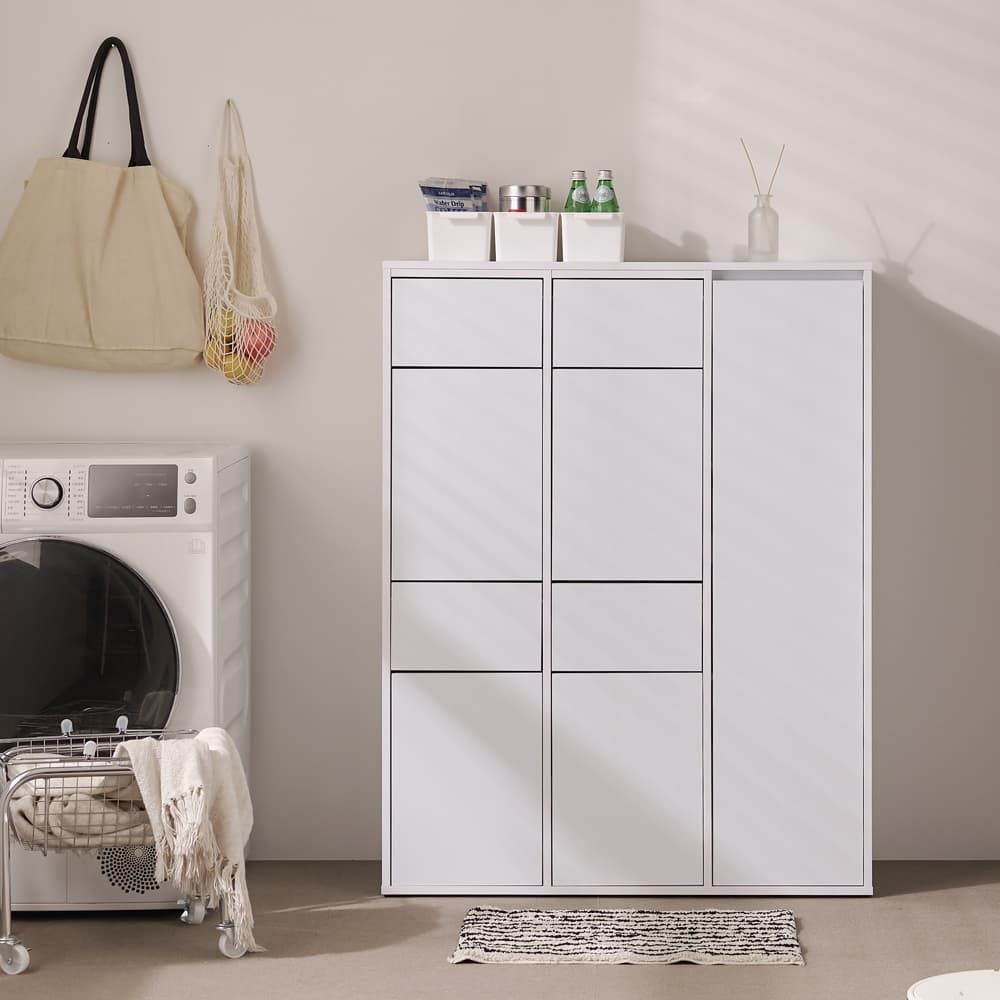 보루네오 하우스 마르체 라임 공간활용 분리수거함 와이드 빨래바구니 수납장 5종 세트 - 최저가 59,000원