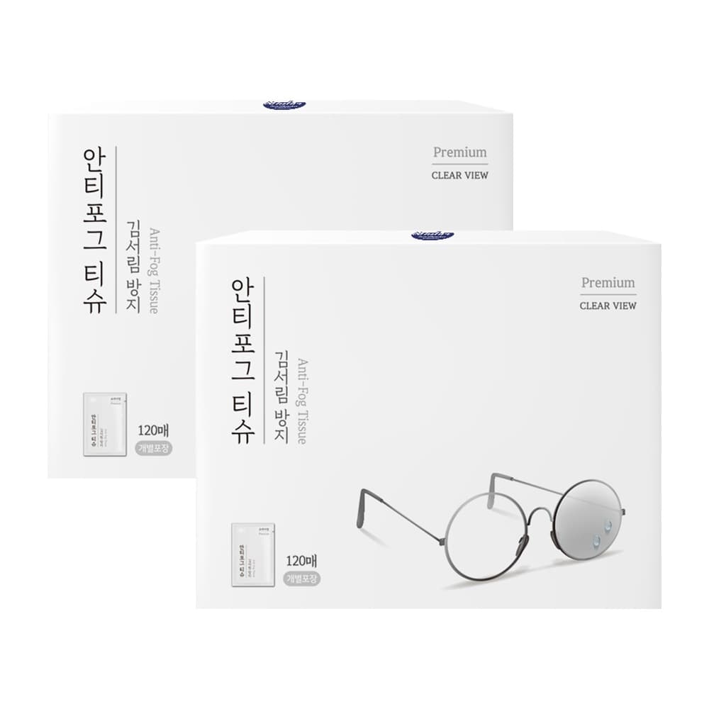 자우버 김서림방지 안경닦이 안티포그 티슈 120매X2개
