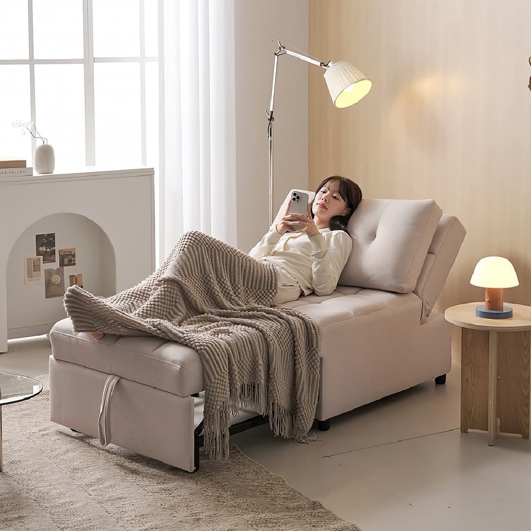 한샘 보니애 이지 코모도 패브릭 접이식 확장형 소파 베드 1인용