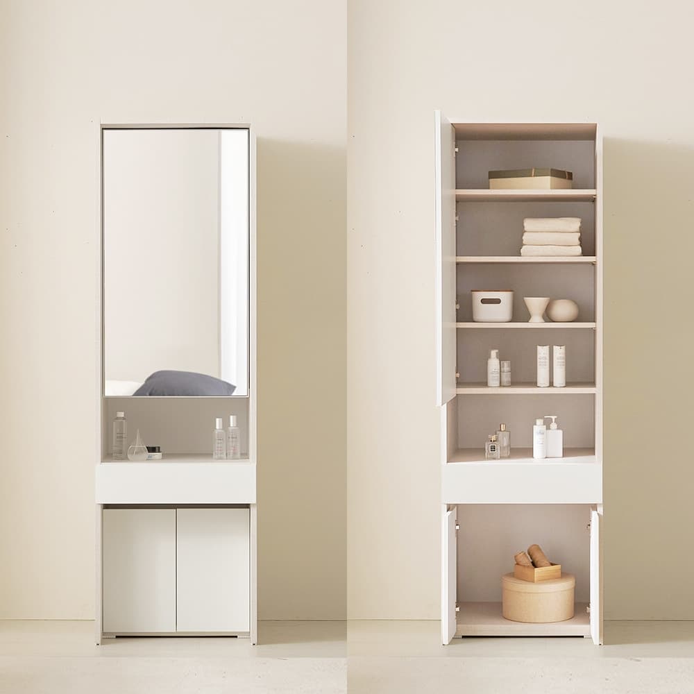 홈인홈 닷츠 PET무광 모듈러 키큰 수납 화장대 600_N61