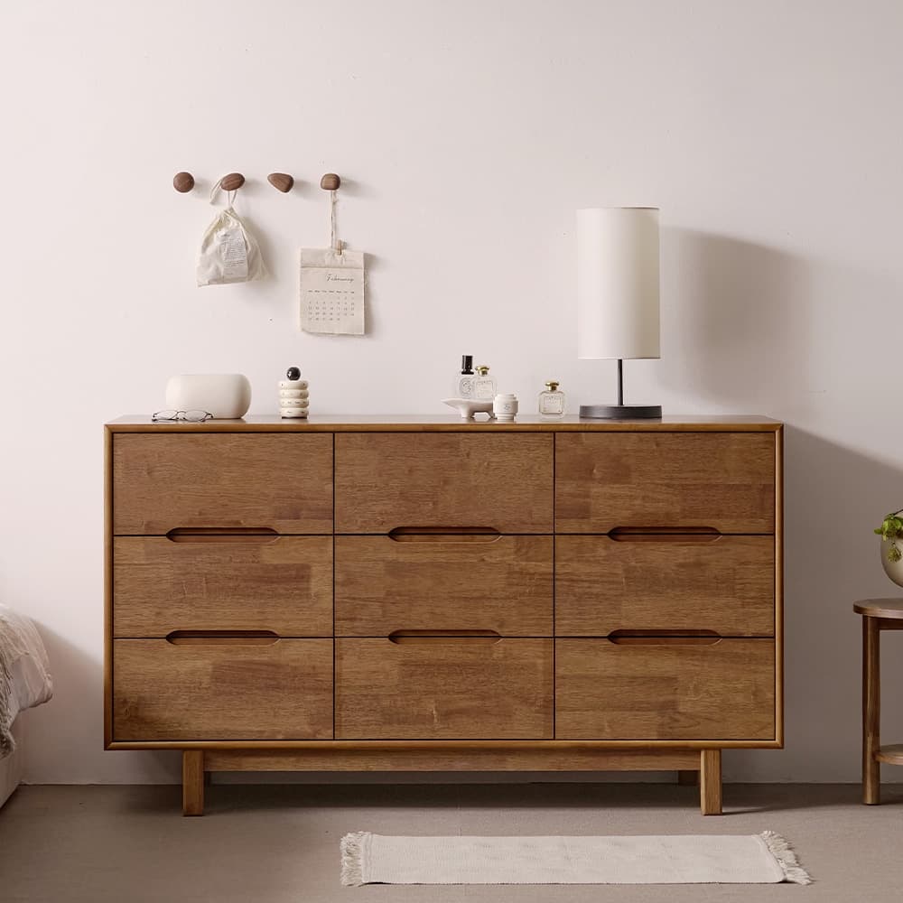 홈인홈 세컨하우스 와이드 광폭 원목 거실수납 서랍장 1500 3단9칸_J310