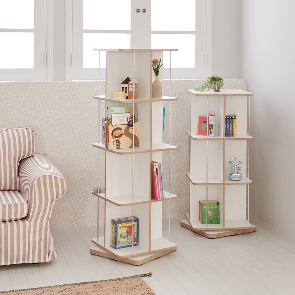 비앙스 [착불] 비앙스 VONI 자작엣지 인테리어 회전책장 4단