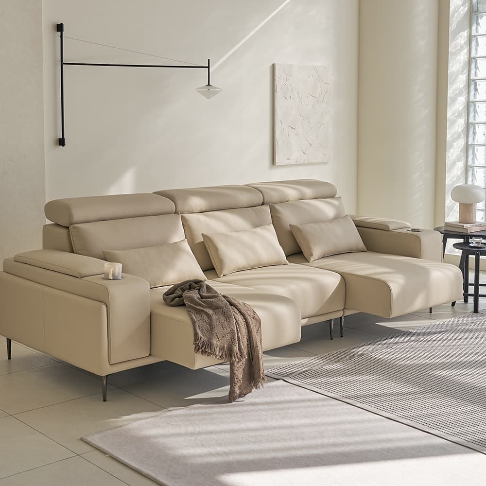 도모디자인 벨비오 슬라이딩 모션 3/4인용 스플릿 가죽(Split) 소파 3.5세대