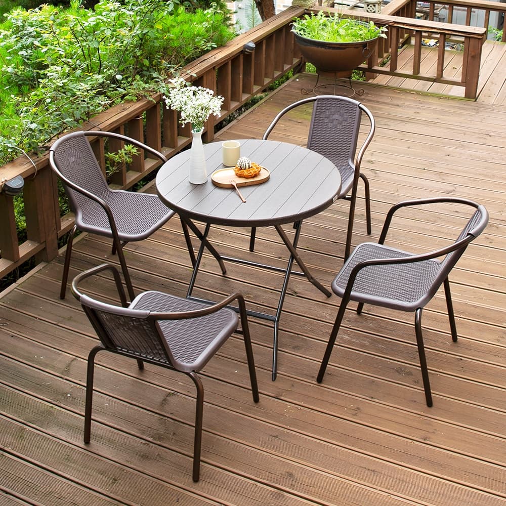 위드퍼니처 아르망 800 원형 유로49번 의자 4개 야외 테이블 세트