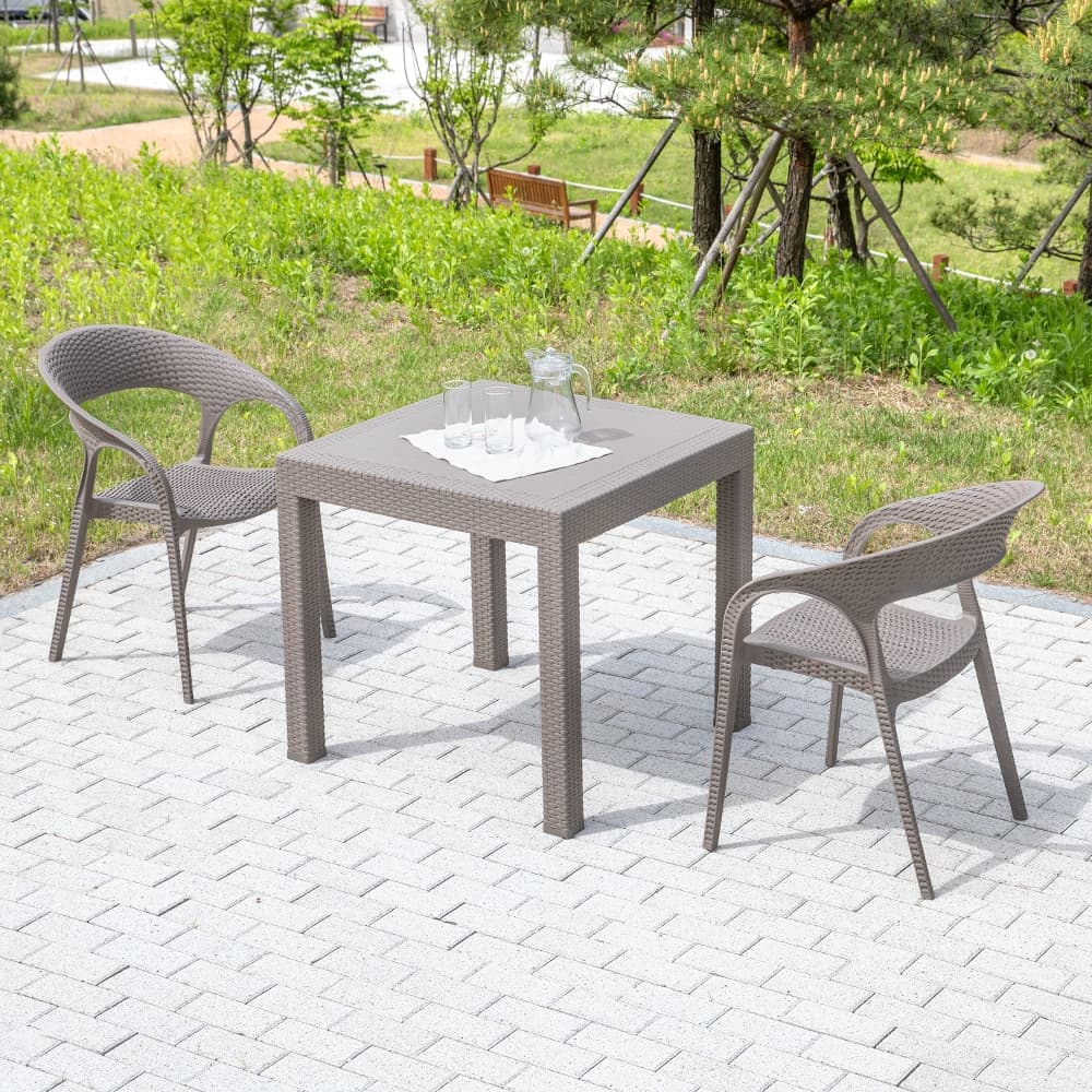 위드퍼니처 모니카 800 사각 럭스 2인 야외 라탄 테이블 세트 - 최저가 145,800원