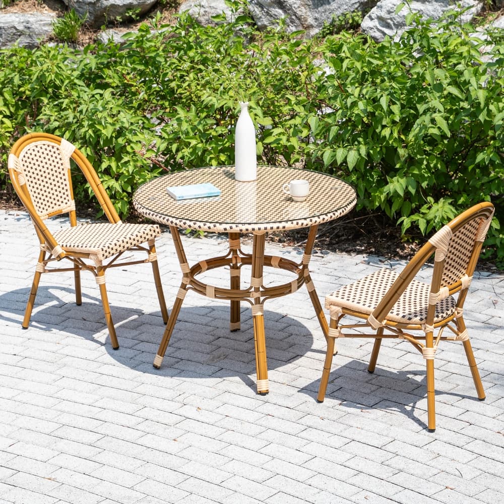 위드퍼니처 나탈리 900 원형 2인 야외 테이블 세트 카페 인테리어