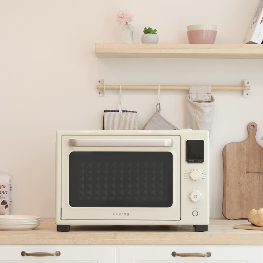 쿠잉 컨벡션오븐 CON-S32 크림 35L 오븐기 가정용 스팀 에어프라이어