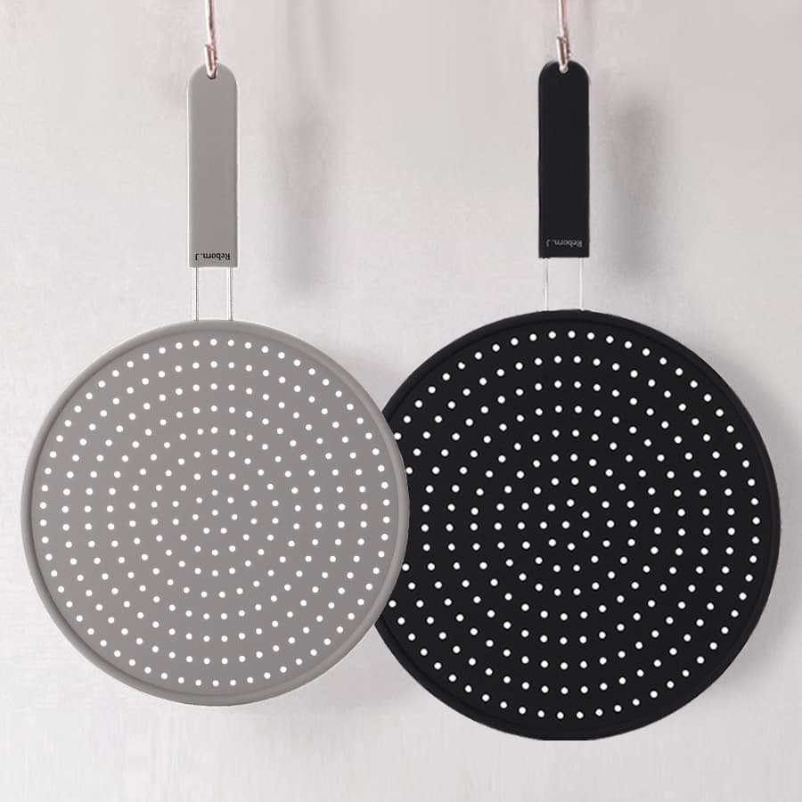 리본제이 실리콘 멀티 팬커버 덮개 28cm+30cm 2P 세트 (그레이/블랙)