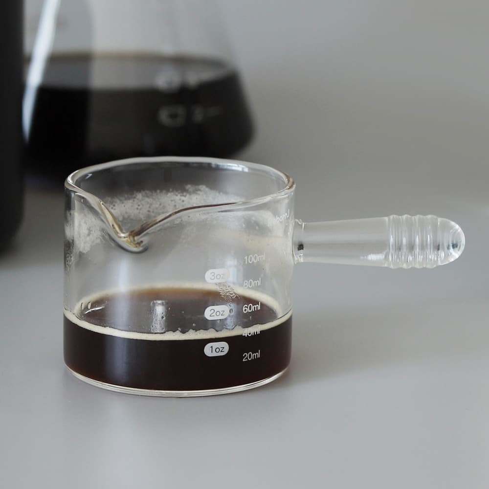 리본제이 1+1 바리스타 에스프레소 글라스 샷잔 100ml 일자형핸들 / 3oz 내열유리 시럽잔
