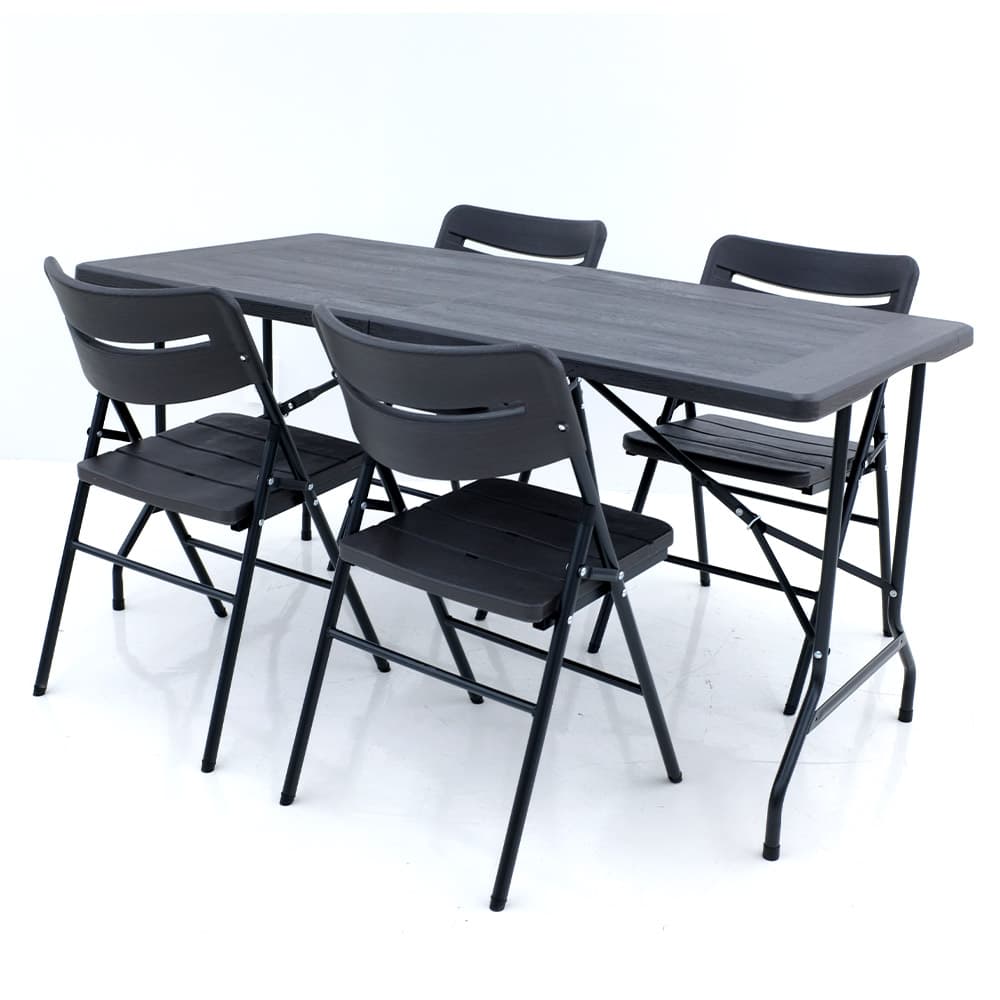 오에이데스크 프리미엄 브로몰딩 테이블 1520 접이식 우드무늬 4인세트