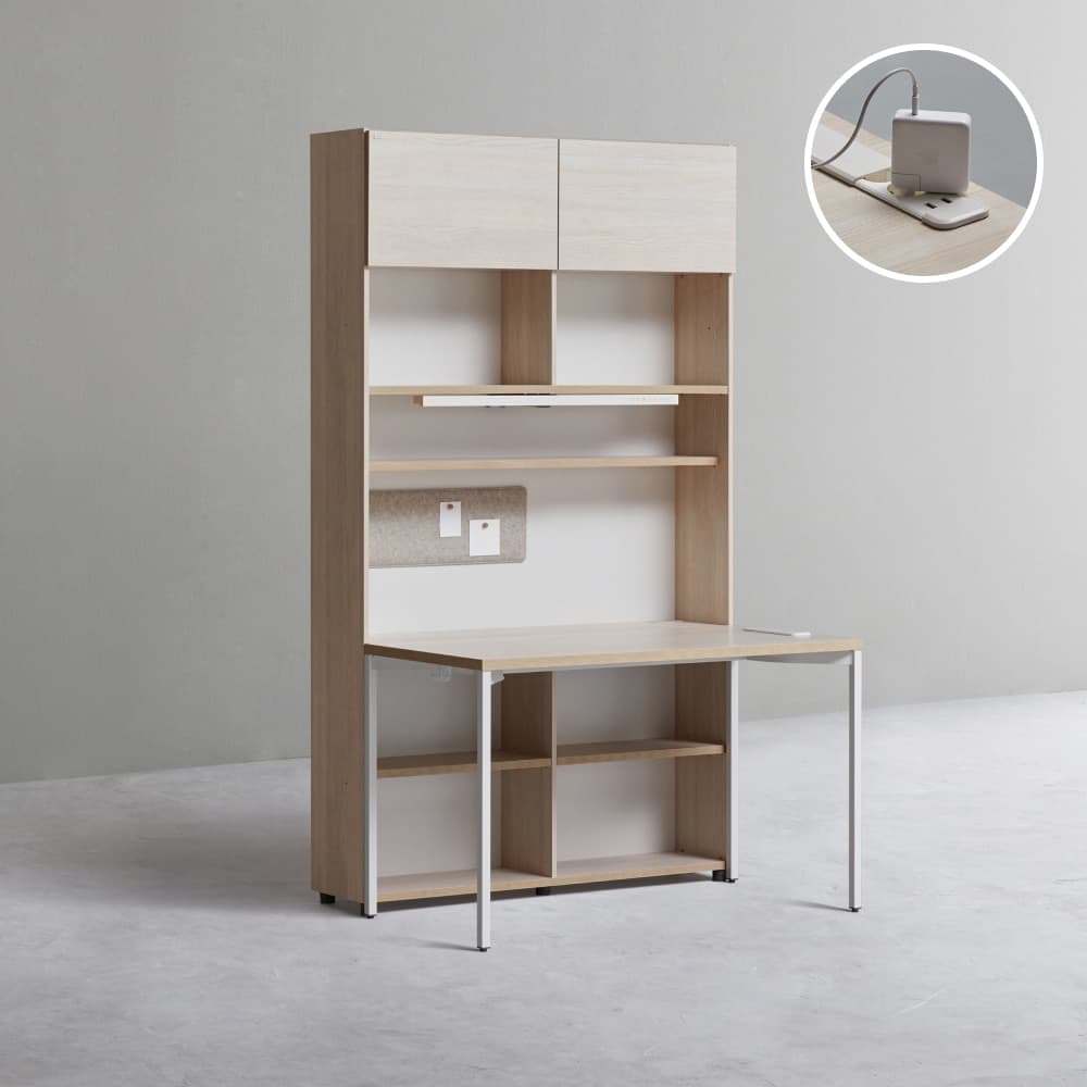 데스커 데스커 1200폭 6단 콘센트형 책상세트 (조명,도어 포함)