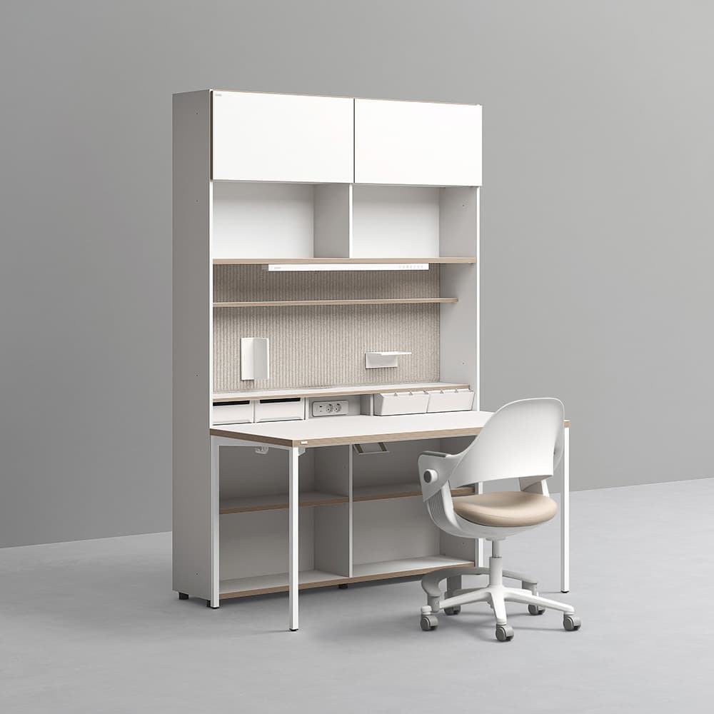 데스커 1400폭 6단 멀티책상세트 (조명+도어형)+링고/올라운드/아이블 의자