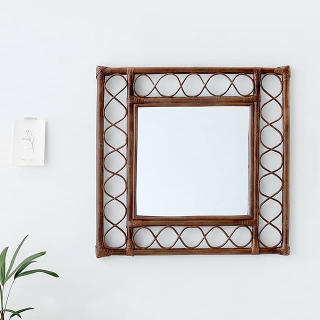 마켓비 마켓비 KONDI 사각거울 60x60 라탄