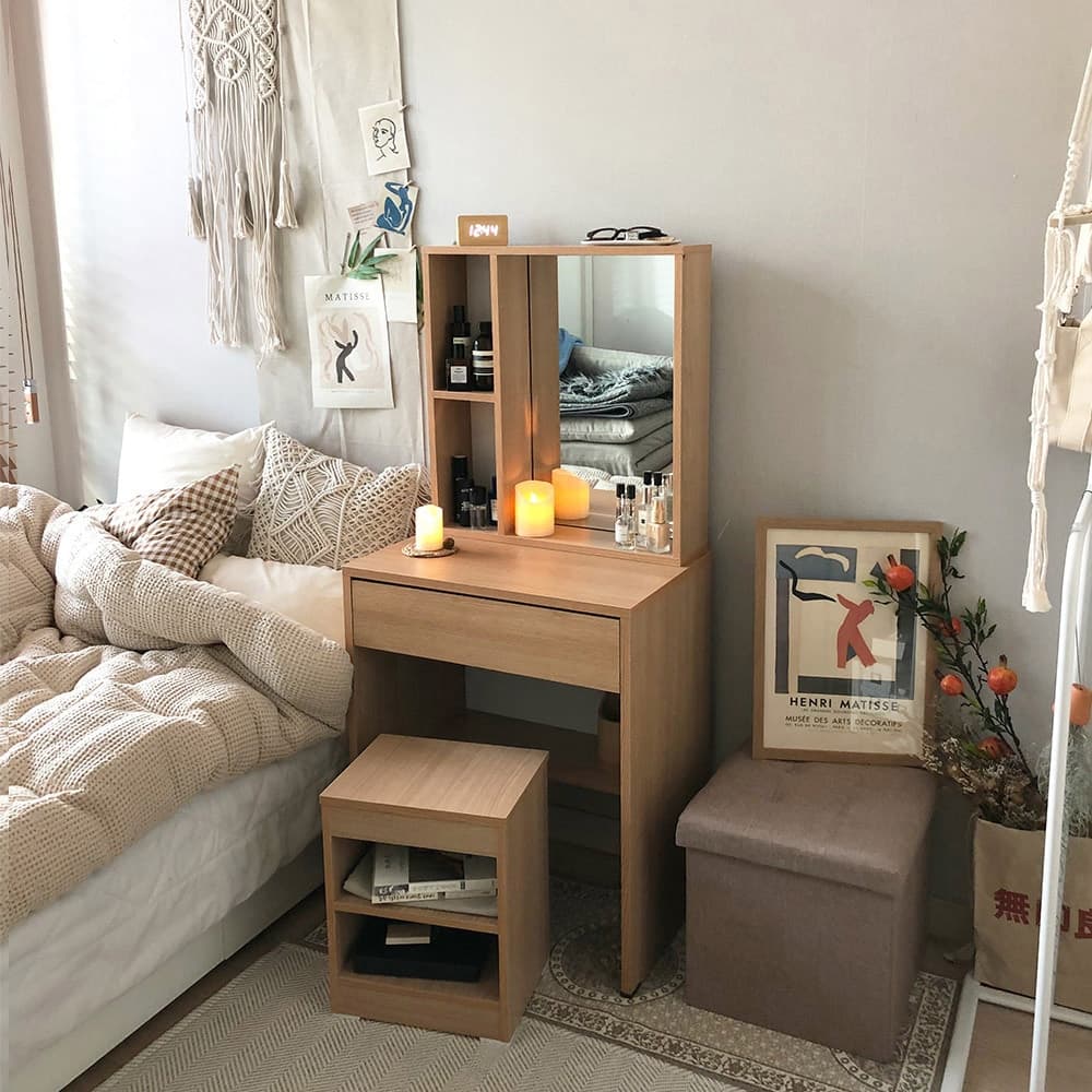 텐스페이스 루나 수납거울 화장대 600 (스툴포함) 3colors