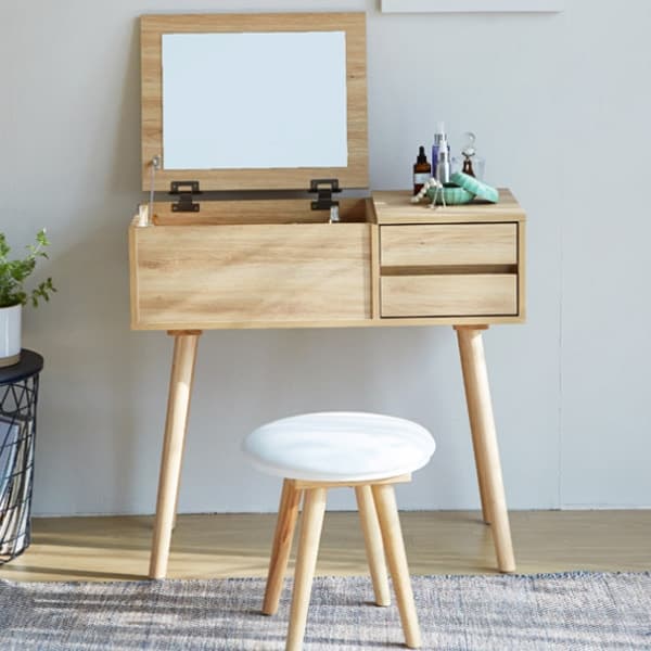 사사가구 사사가구 트리버 1인용 서랍수납 원목 거울화장대(스툴의자포함) - 최저가 109,000원