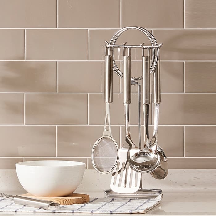 한샘 클로이 키친툴 조리도구세트 7P(거치대 포함) 스텐/핑크/그레이