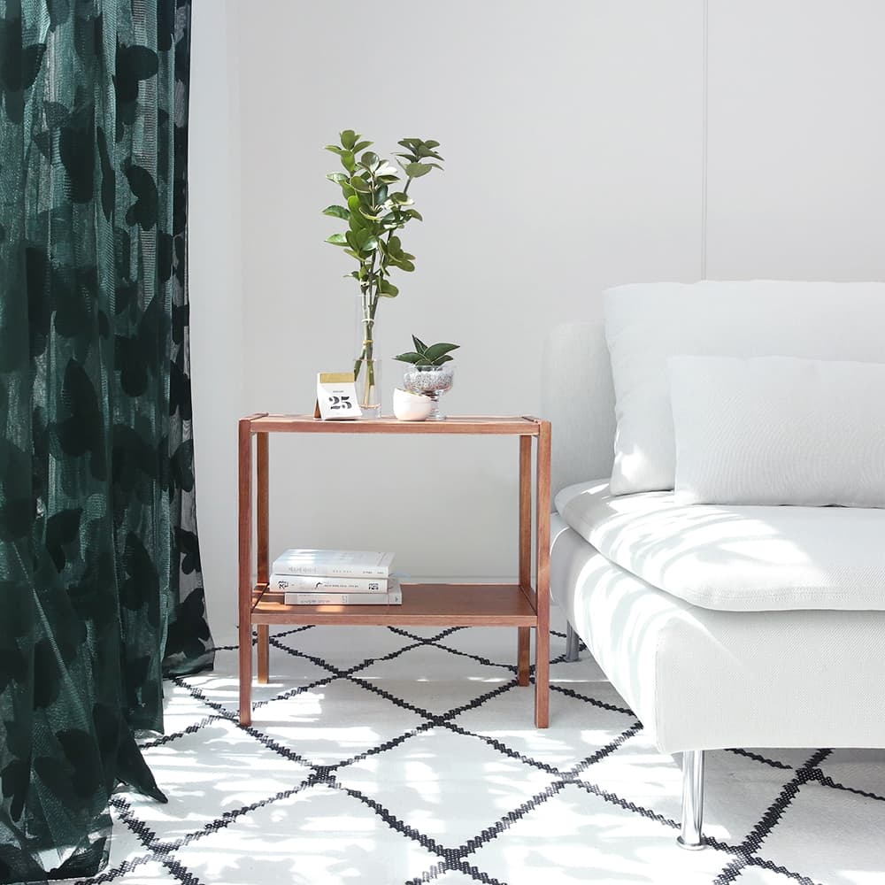 벤트리 원목 브라우니 벤치 2단 선반 50cm