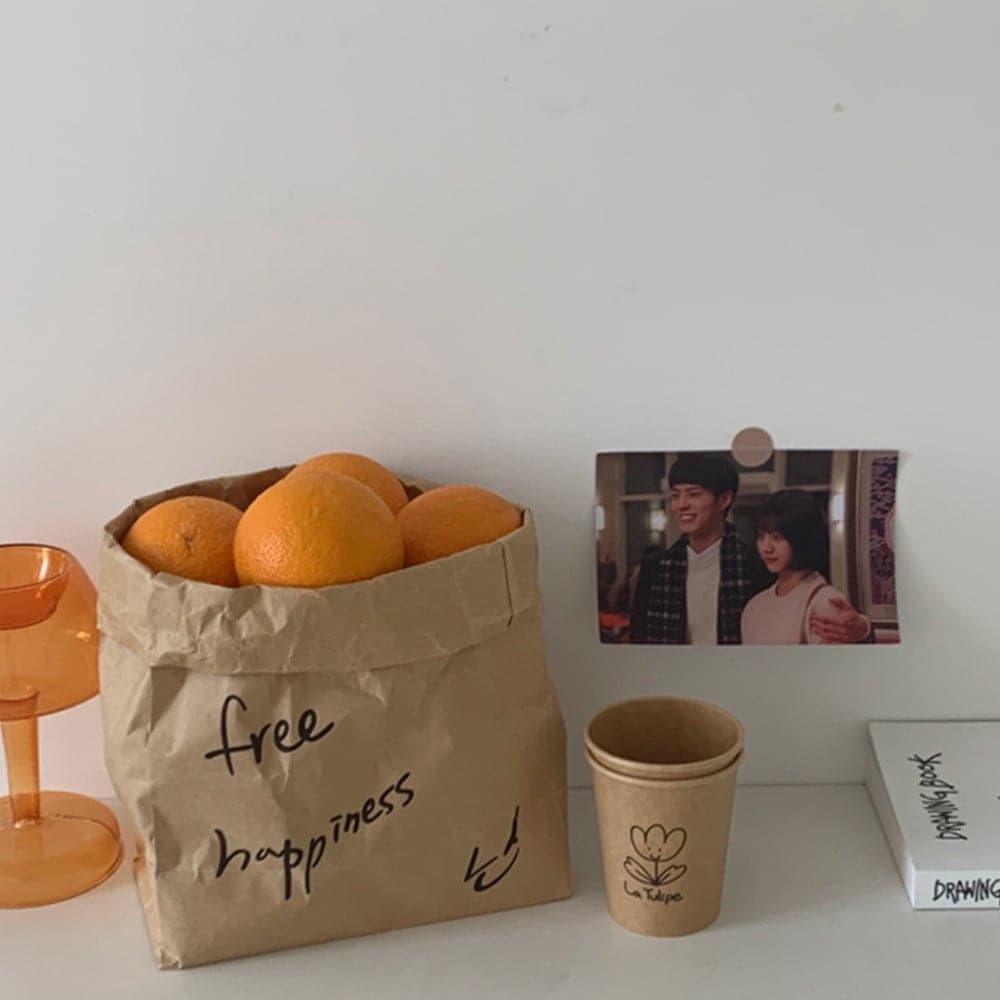 썬데이감성 free Happiness 크래프트 페이퍼백 1P 피크닉 선물포장 종이봉투