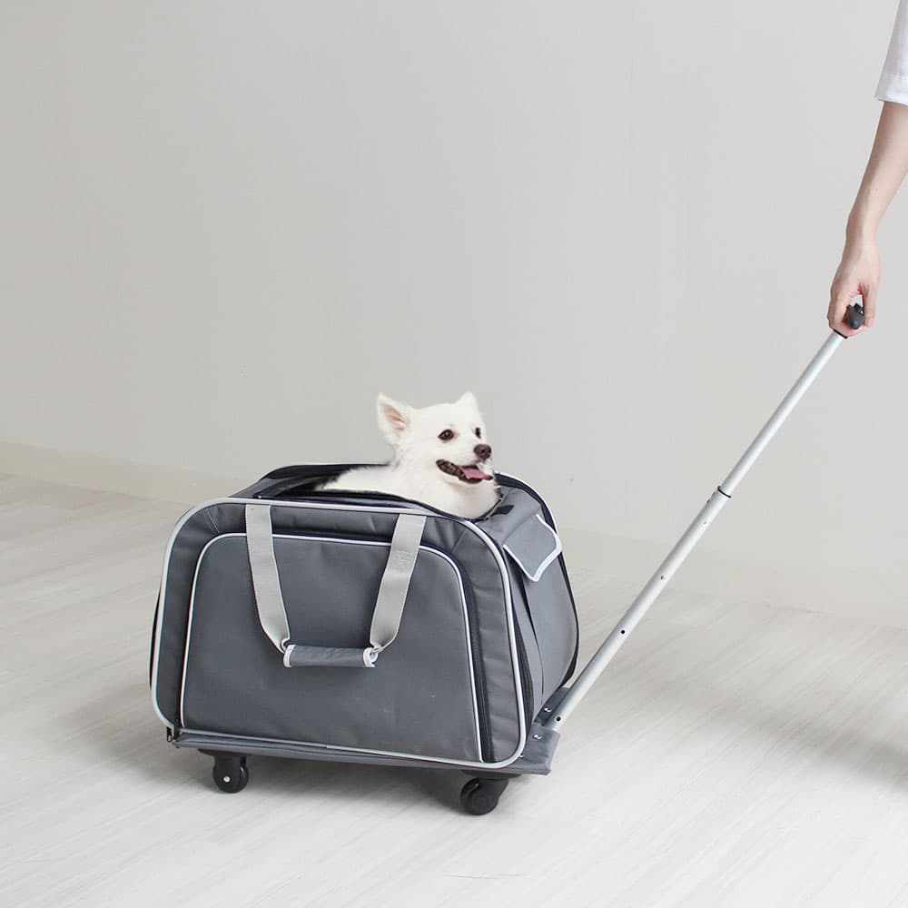 아이리스코리아 강아지 가방 고양이 이동가방 여행가방 메쉬 확장형 캐리어 유모차 ~10kg