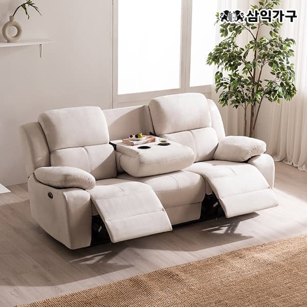 삼익가구 바이엔 아쿠아텍스 3인용 전동 리클라이너 소파(양방향)