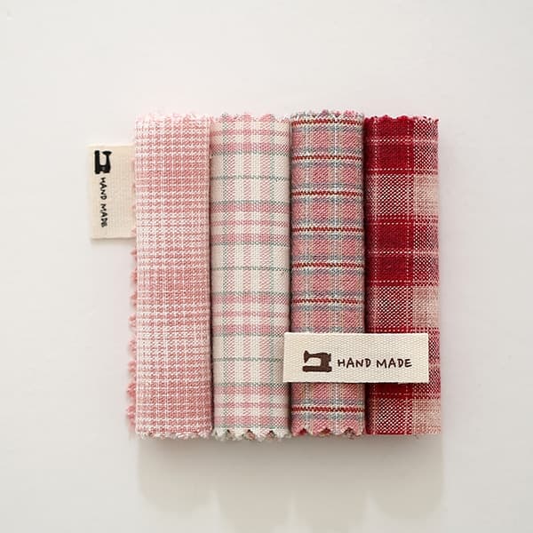 선퀼트 원단패키지 체크원단 자투리천 아즈미노 샤베트 핑크 4종 92799