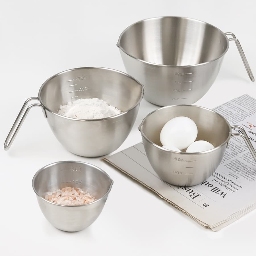 리본제이 국내 제작 304 스텐 믹싱 계량컵 4종세트(250ml/500ml/750ml/1200ml)