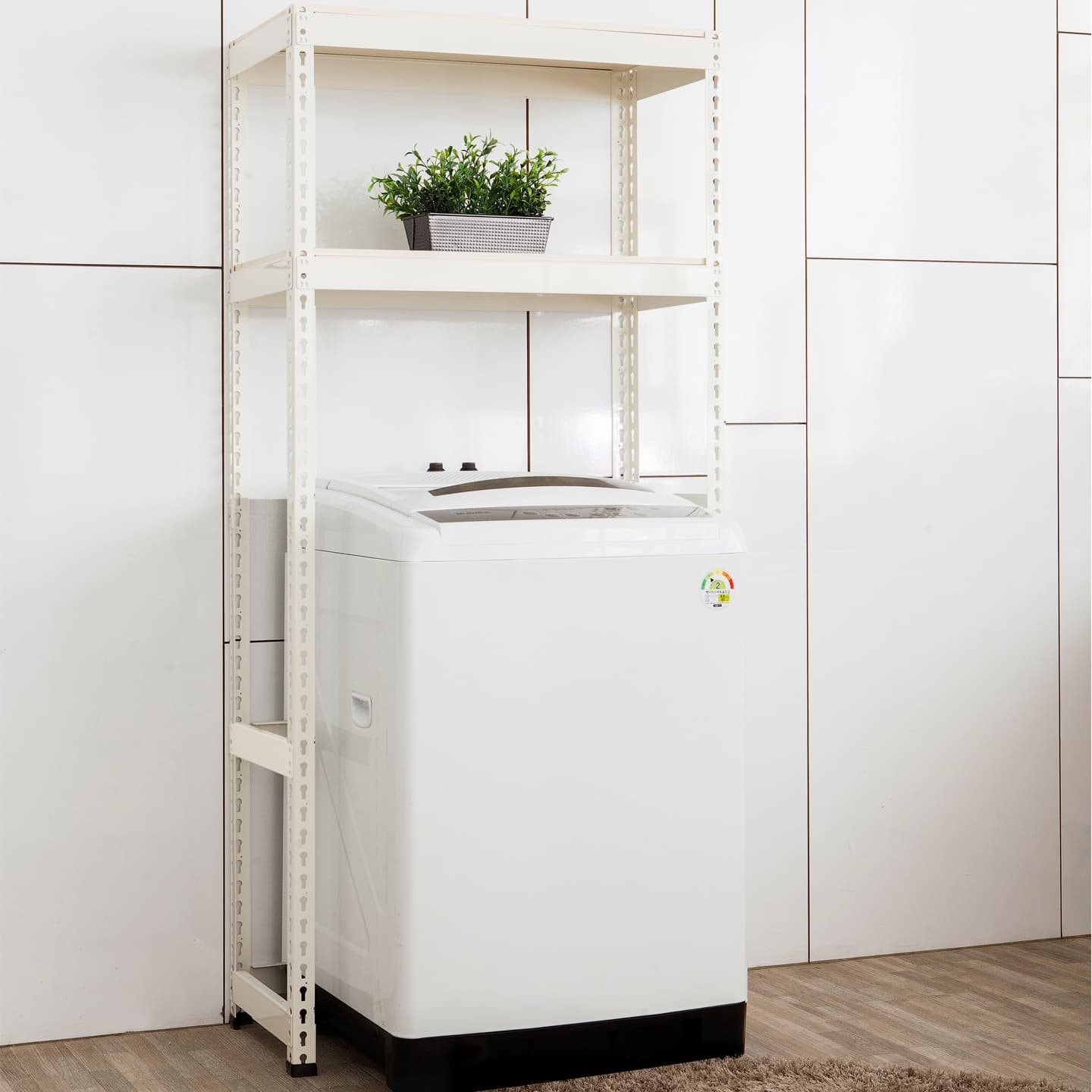 플러스앵글 (당일발송) 세탁실 드럼/통돌이 세탁기 위 수납선반 2단