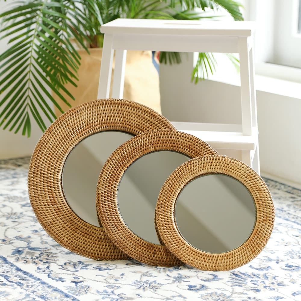 포홈 라탄 원형 거울 (2 size)