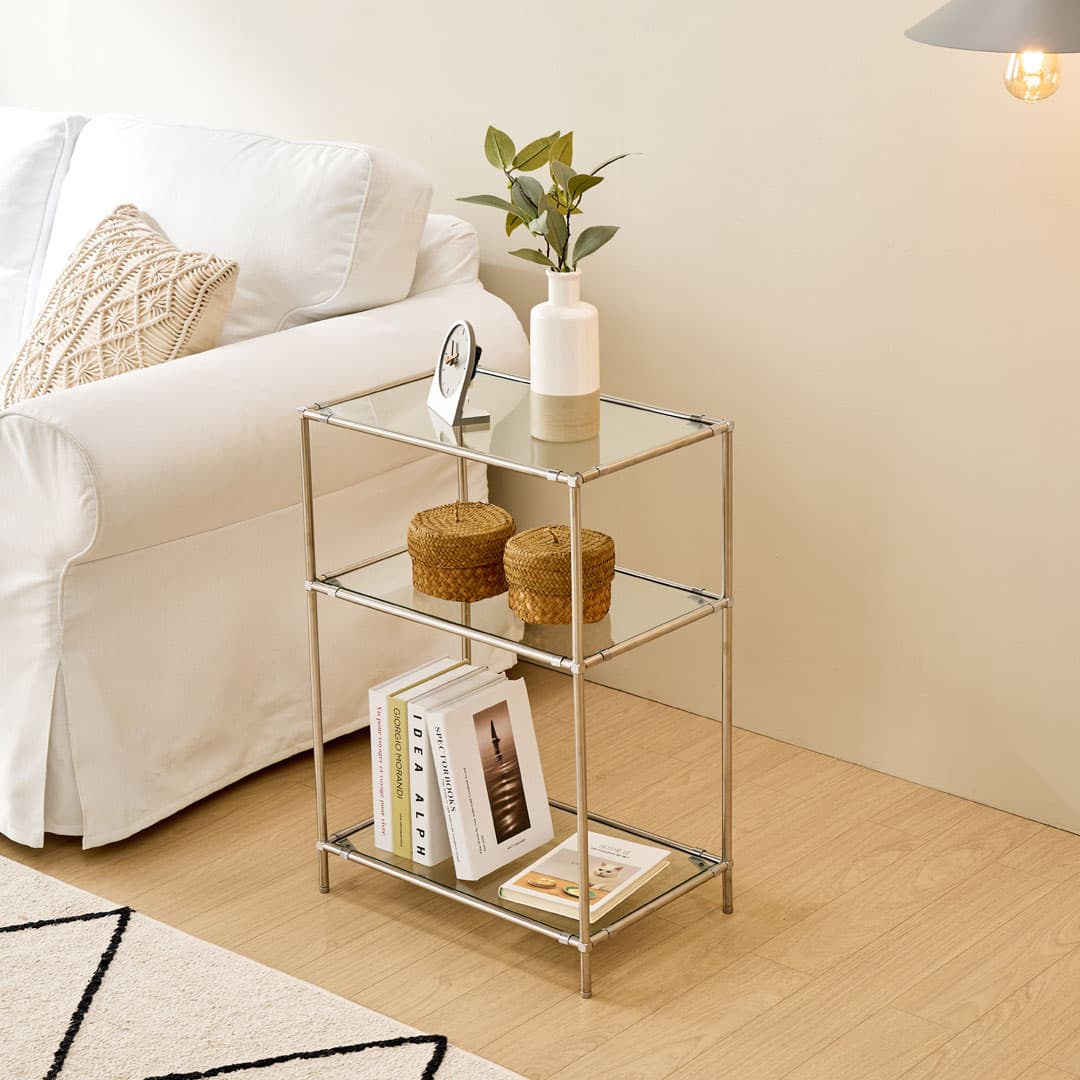 코코아라이프 모듈가구 고급스러운 유리 진열장 선반 직사각 2 color - 최저가 46,000원