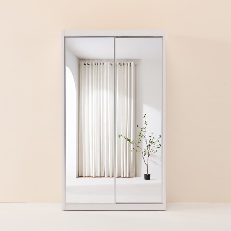 레오가구 슬라이딩쿠페 화이트 올은경 E0 장롱/옷장 (2통구성)