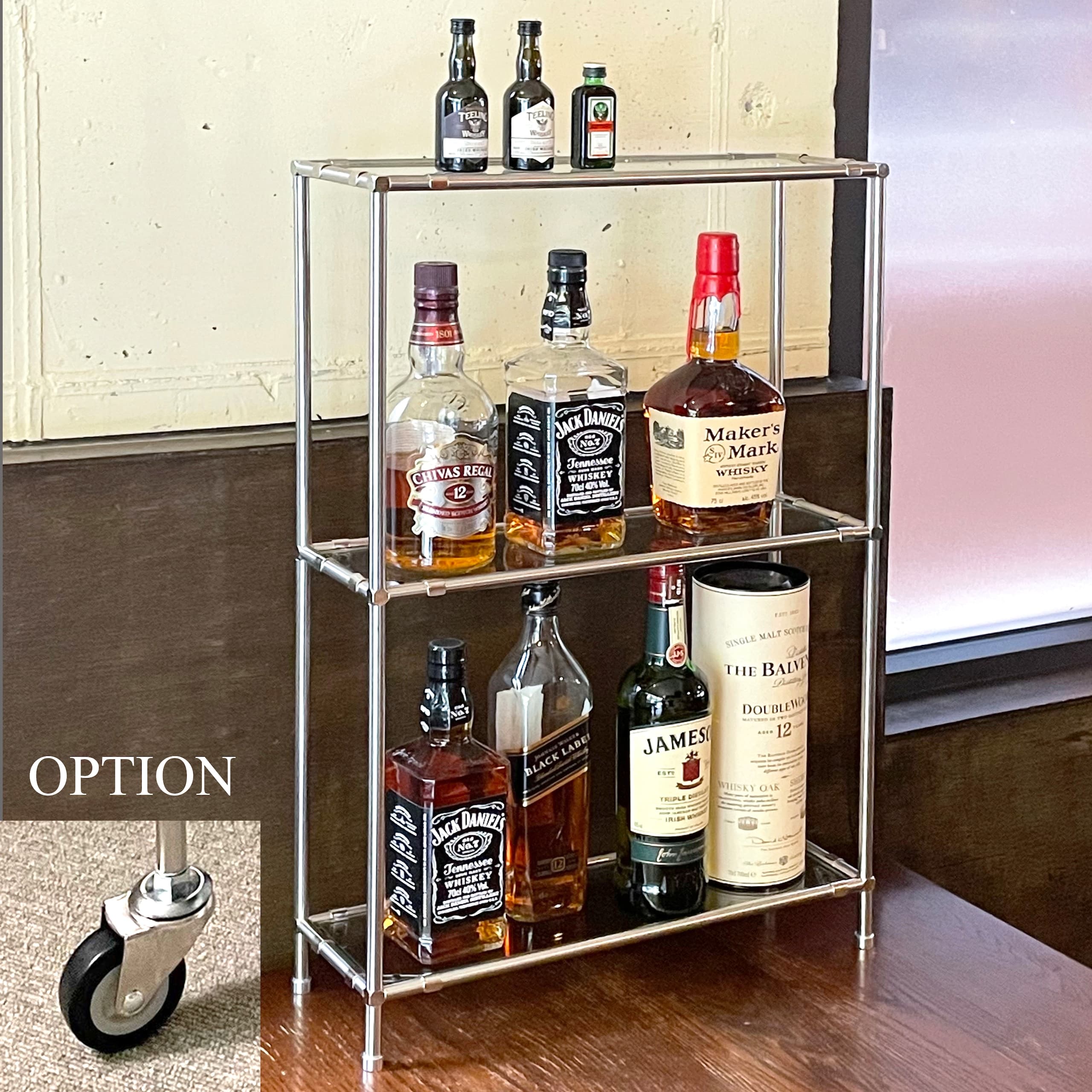 모노와이드 [완제품배송] 모듈선반 이동식 틈새수납장 슬림 위스키진열장 와인장식장