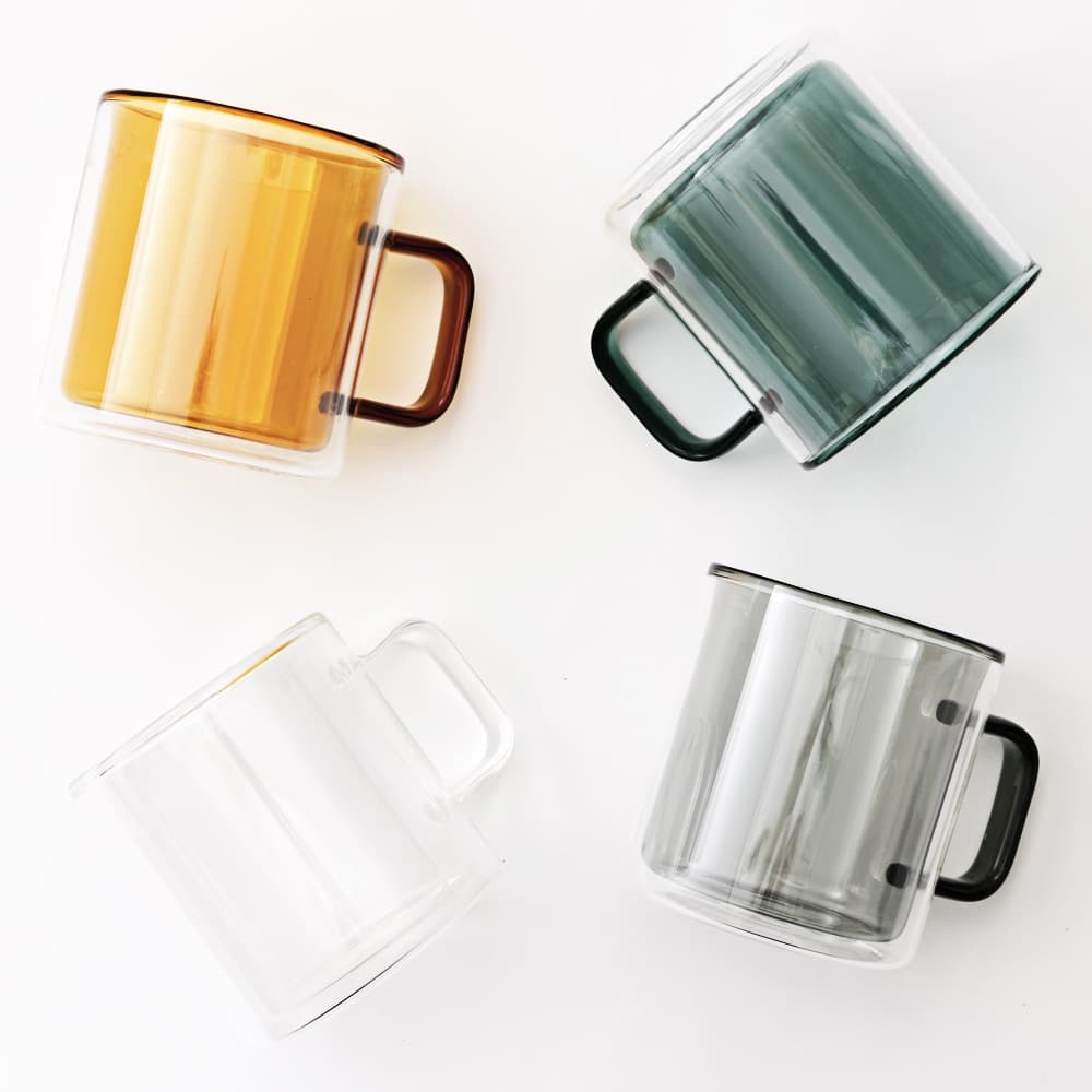 칼딘 홈카페 더블월 컬러풀 이중 내열 유리 머그 컵 400ml / 4color