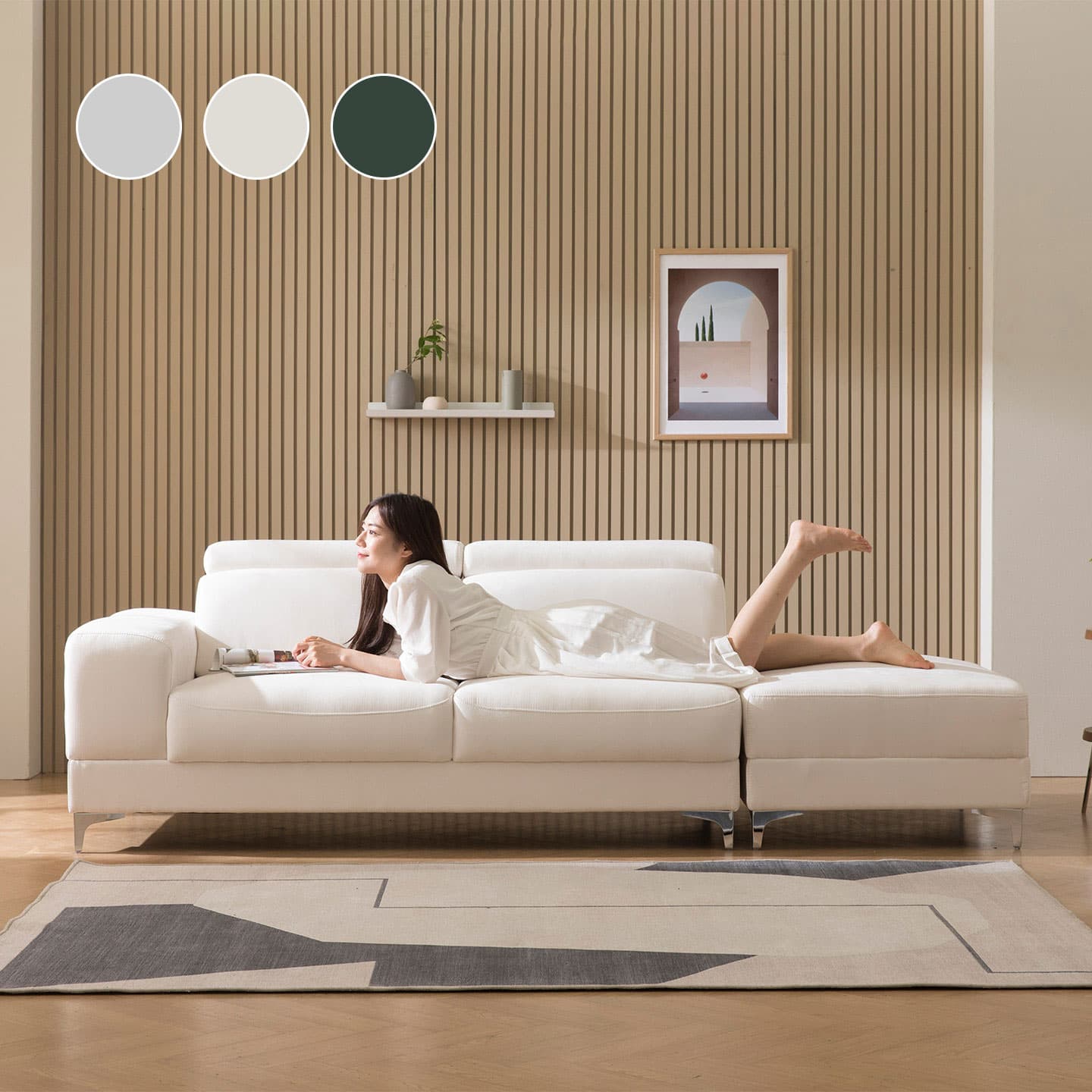 한샘 한샘몰pick티렌토 리세 아쿠아텍스 3인용 패브릭 소파