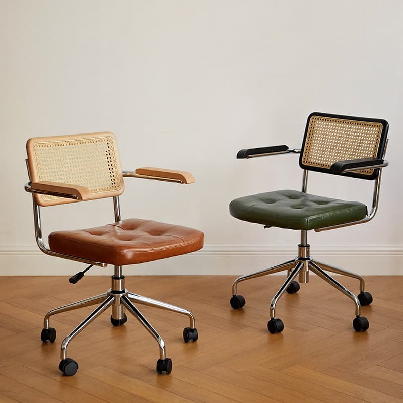 플래지어 빌바오 홈카페 라탄 회전 책상 의자