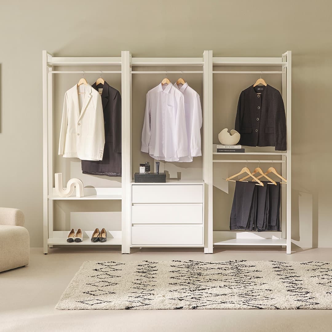 오트밀하우스 멜로 철제 드레스룸 2400 B세트 (1단+2단+3단 서랍장)