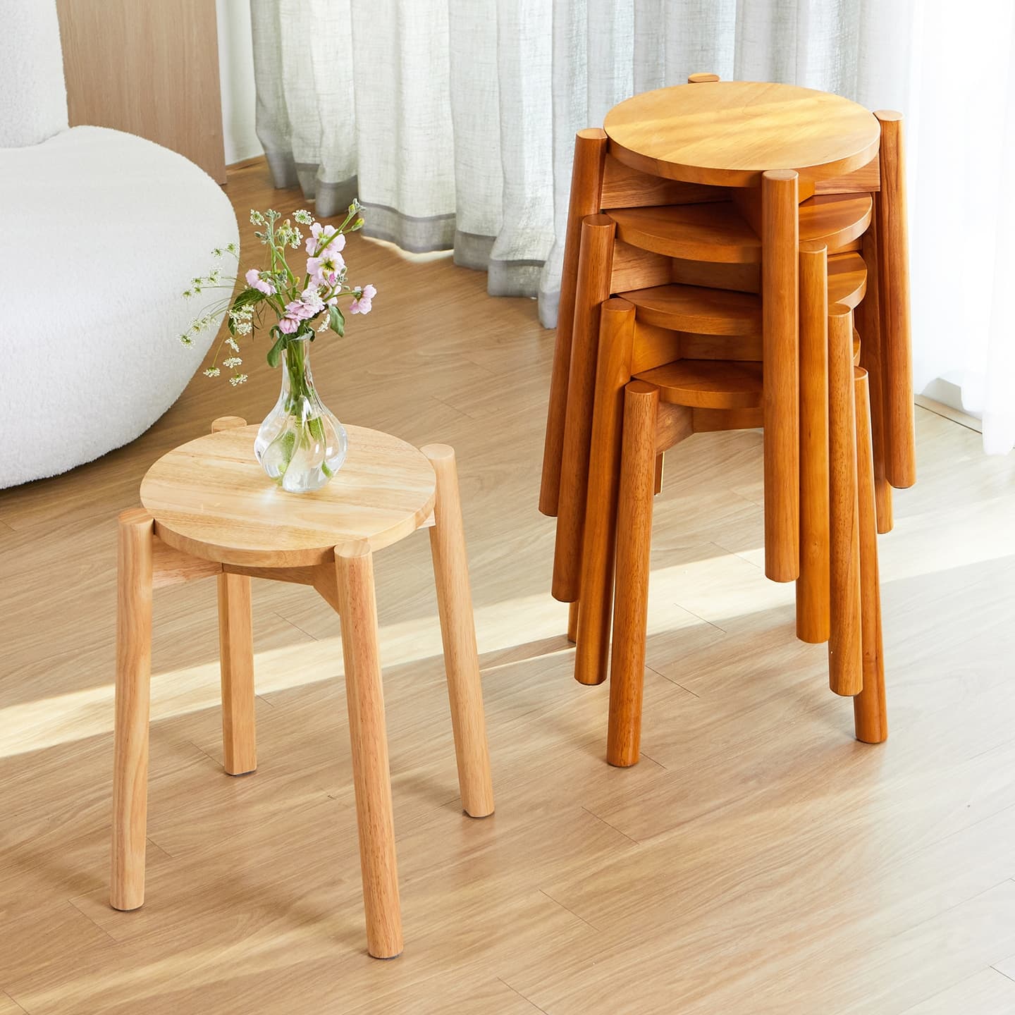 우디홈 우디홈 아크 원목 스툴의자 원형 우드 - 최저가 34,551원