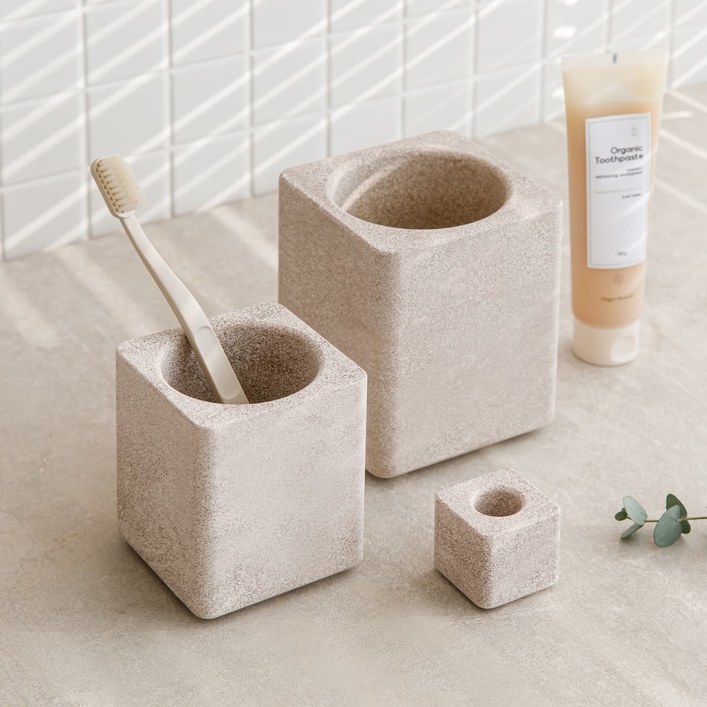 리프홈 초흡수 프리미엄 규조토 세라믹 사각 칫솔꽂이 욕실정리, 호텔식 3사이즈 - 최저가 6,850원