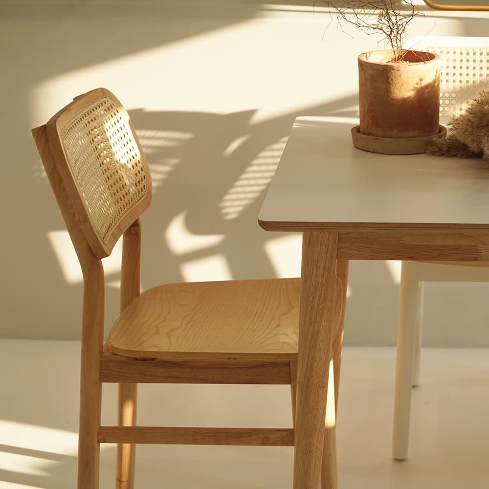 자야캠핑 1+1  카야니 라탄체어 고무나무 애쉬 원목 식탁 의자 내추럴 - 최저가 154,230원