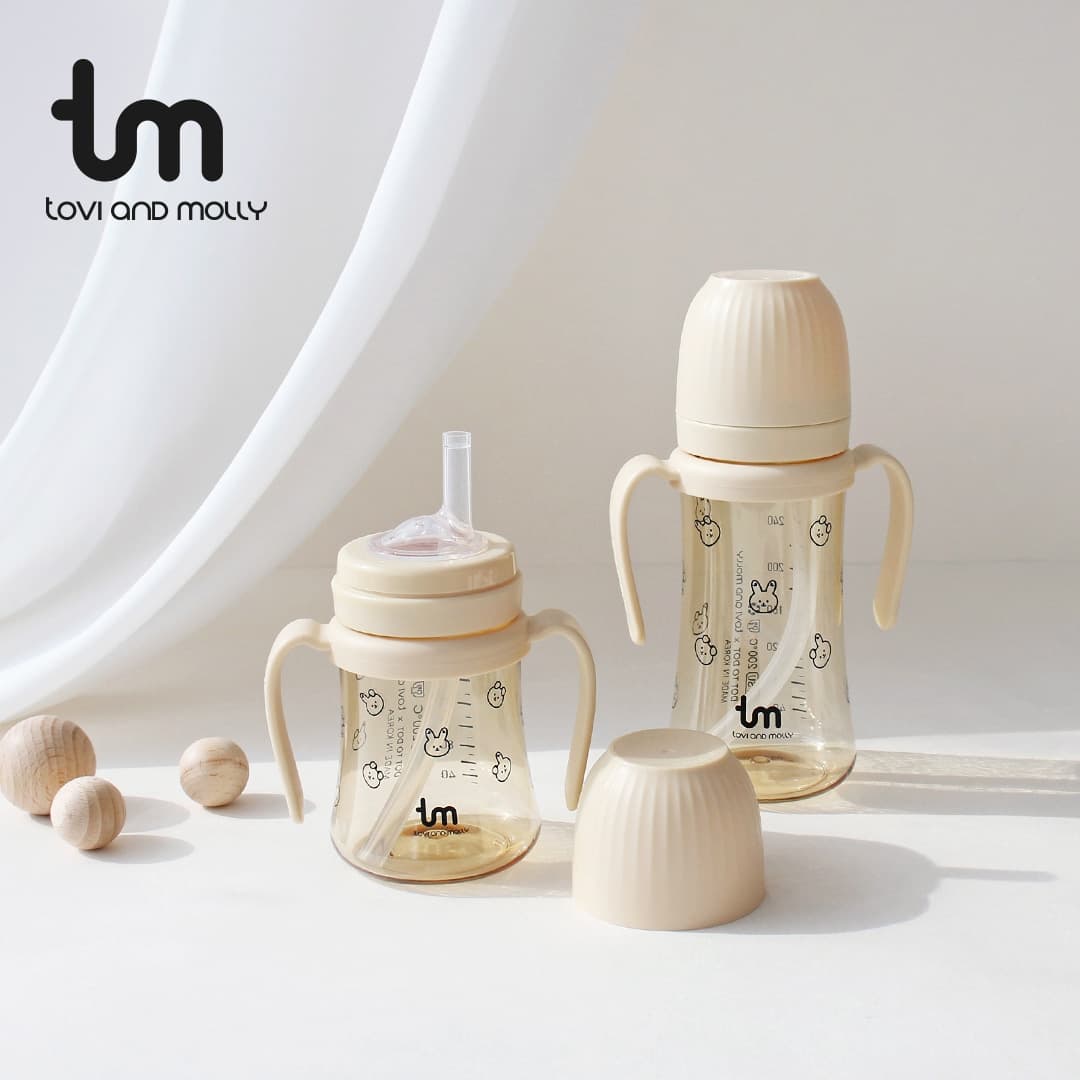 토비앤몰리 돗투돗 X 콜라보 브랜드 돗바니 빨대컵 280ml 화이트 / 바닐라