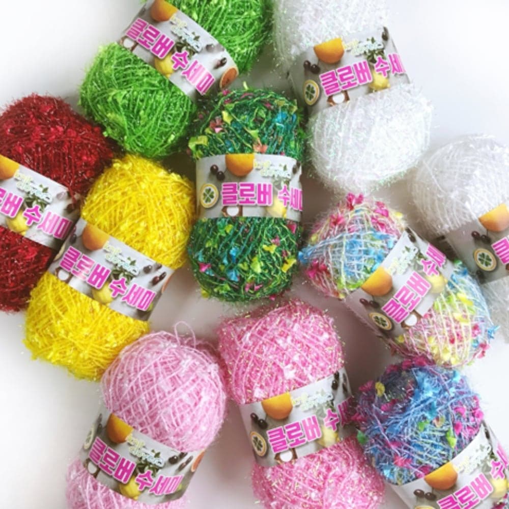 Knit Clover 수세미 뜨개실 (10+1 이벤트) 링구사 수세미실 아크릴 인형 퐁퐁