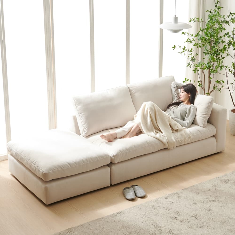 보니애가구 루미에르 아쿠아텍스 3인용 카우치형 패브릭 모듈 소파