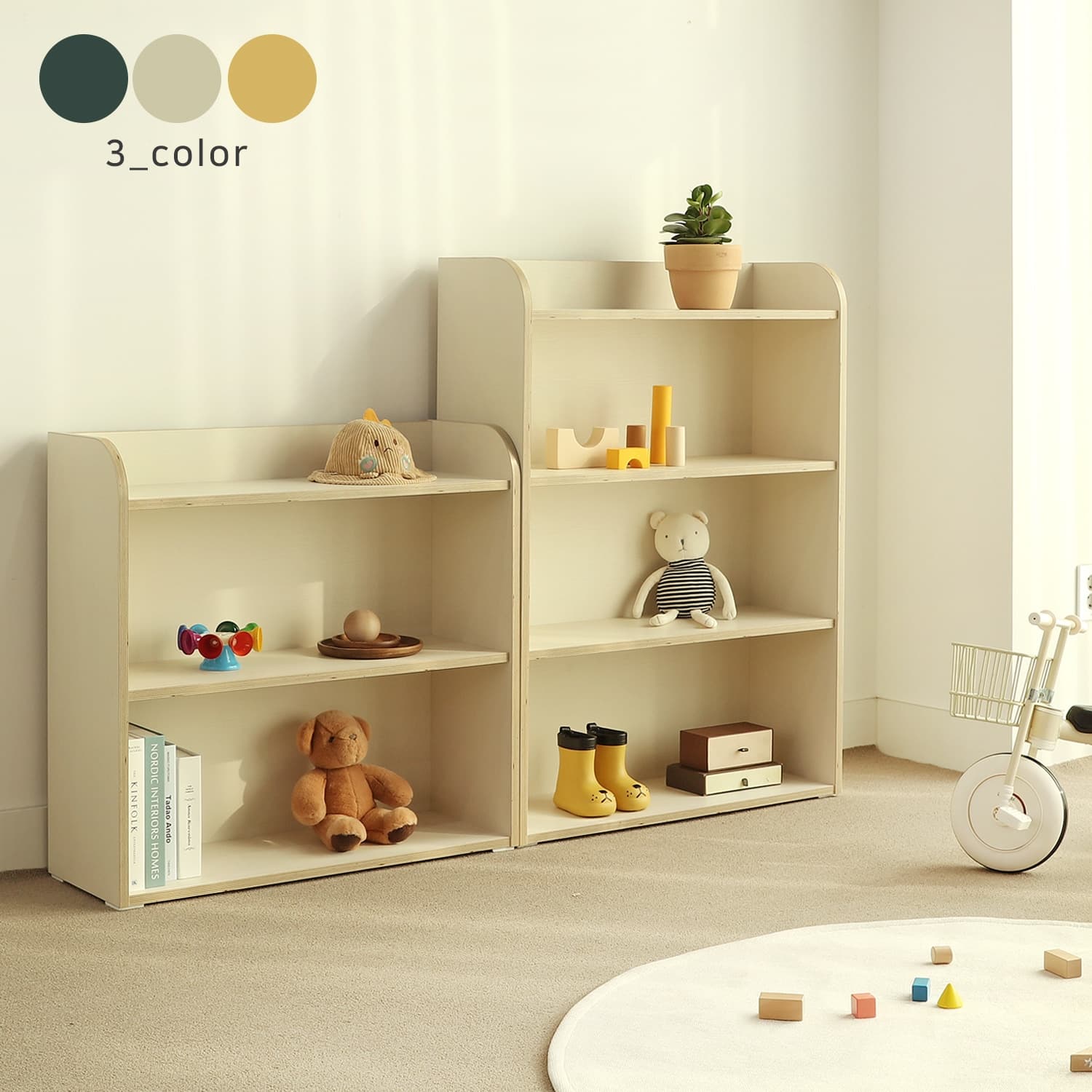 티엔느디자인 2단 3단 교구장 전면 아기 책장 유아 어린이 책장 밤비그로브 주니836
